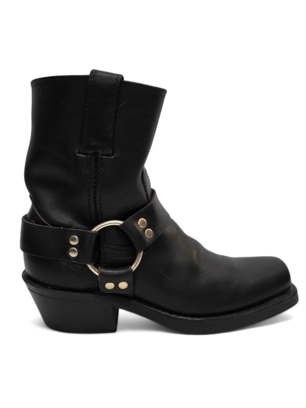 FRYE 8R Harness Short Boot Black Oiled Leather Western Cowgirl Moto Engineer - Picture 11 of 11